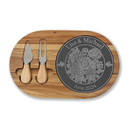 Garden Circle Personalized Charcuterie Board, Acacia & Slate