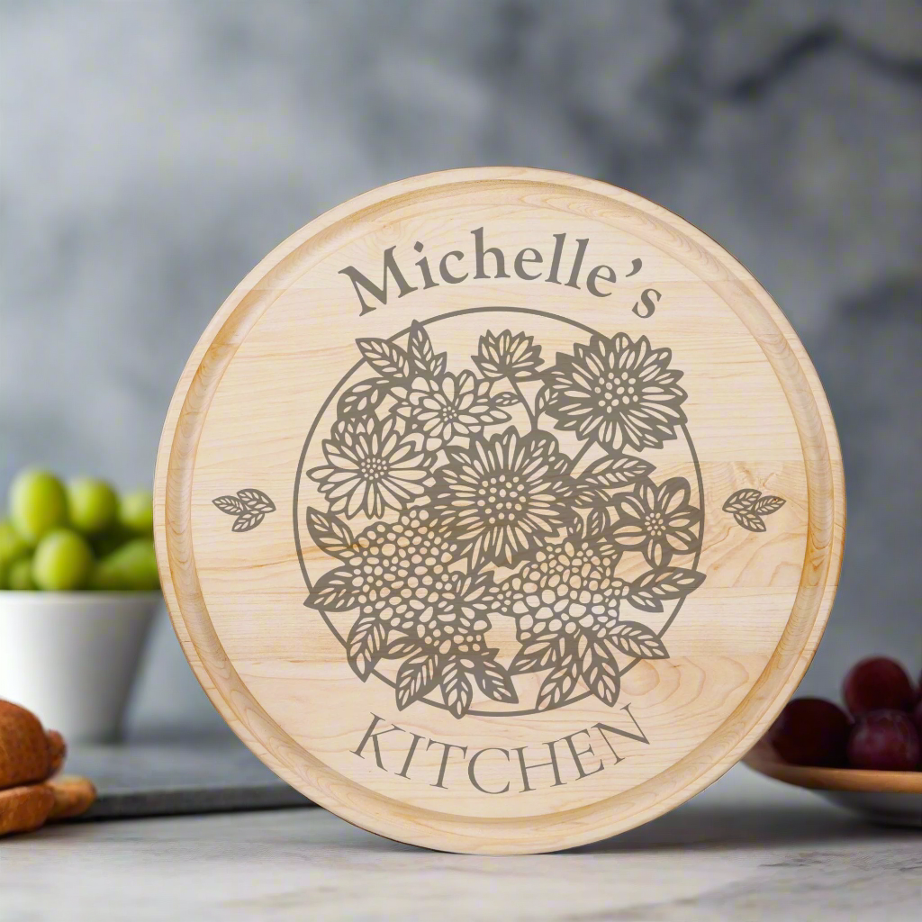 Floral Garden Serving Board with Groove*