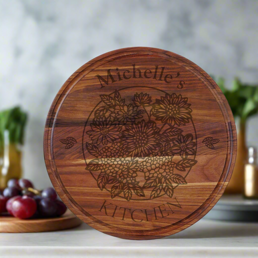 Floral Garden Serving Board with Groove*