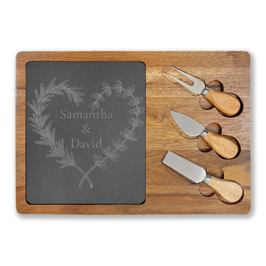 Herbal Heart Personalized Slate Charcuterie Board