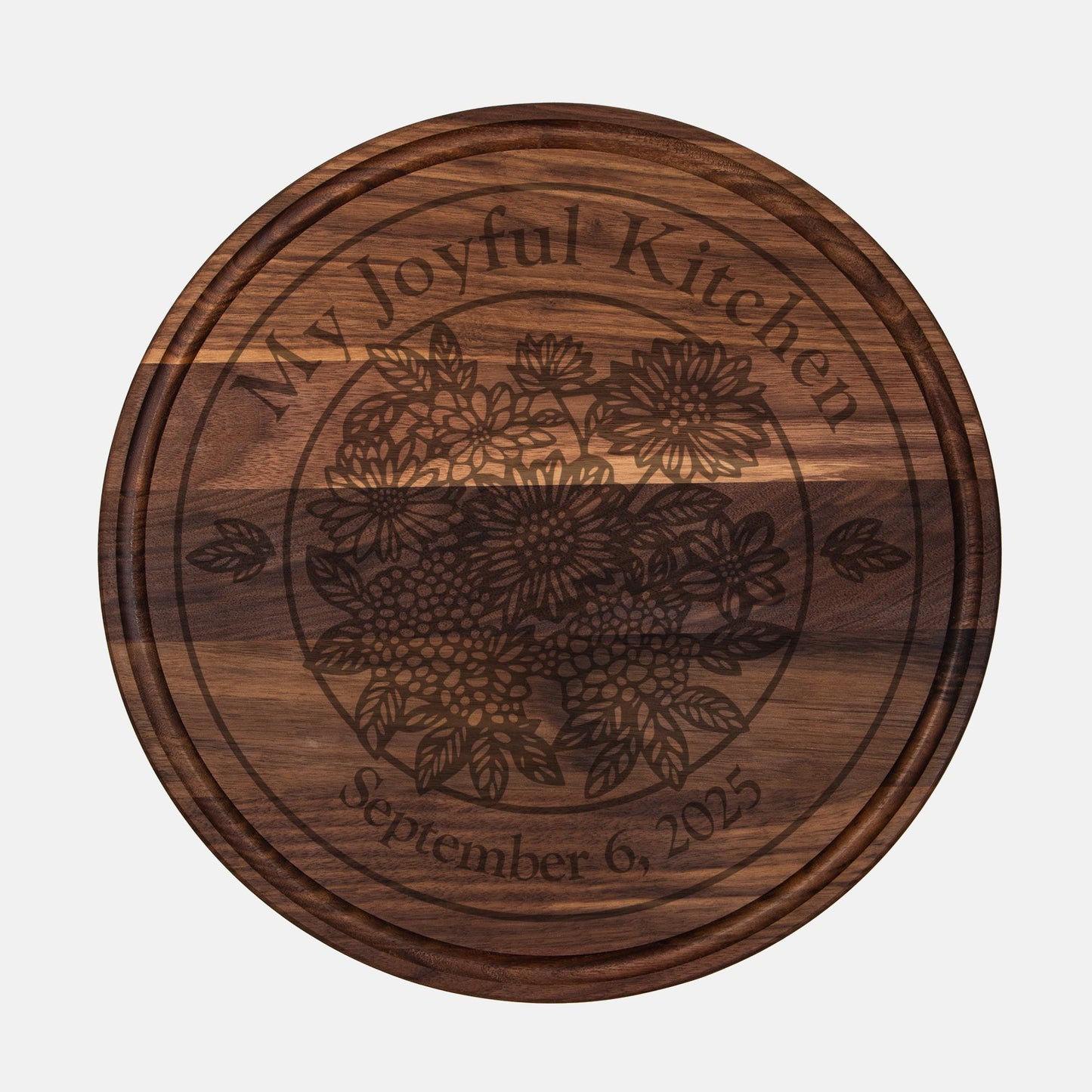 Floral Garden Serving Board with Groove