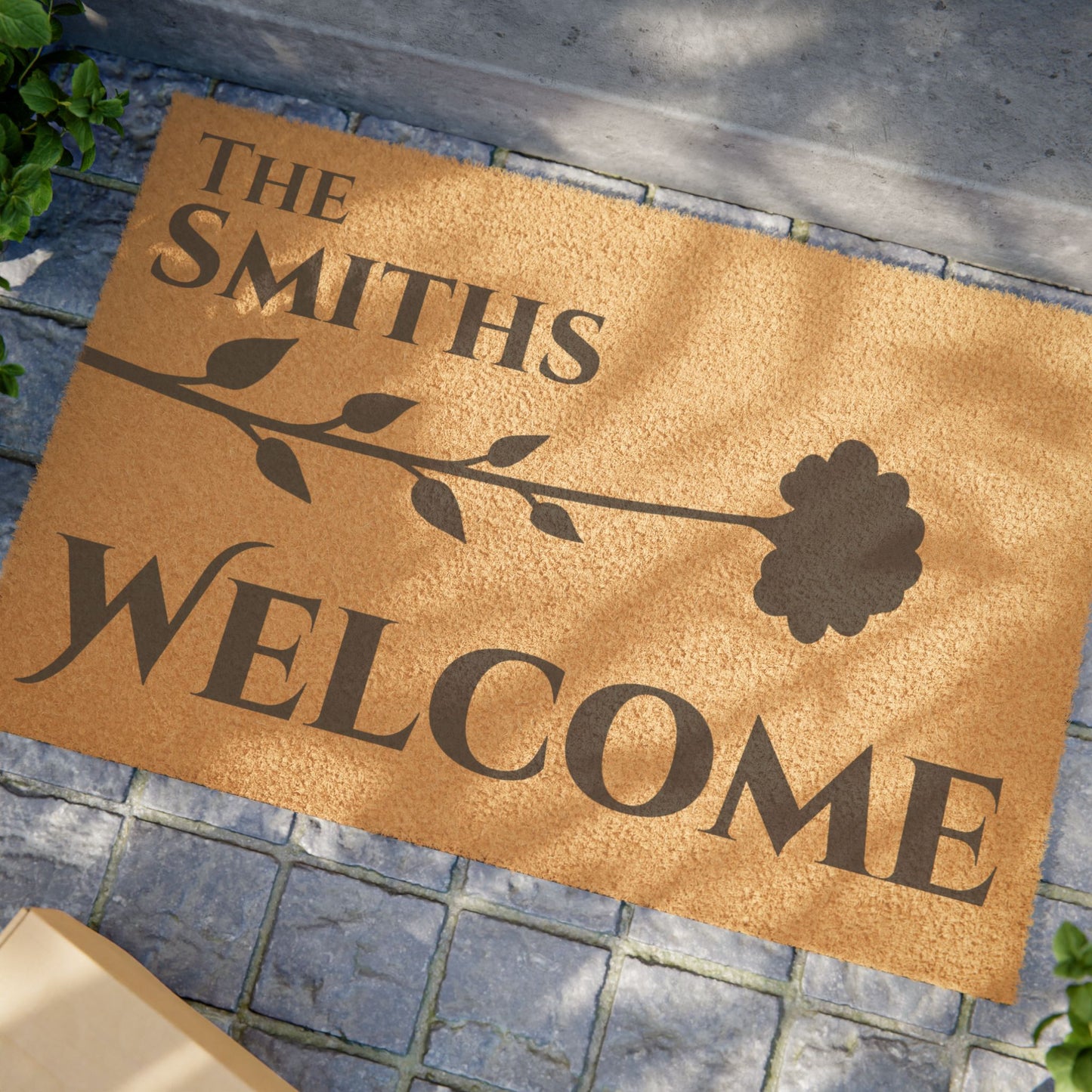 Single Flower Personalized Coir Doormat