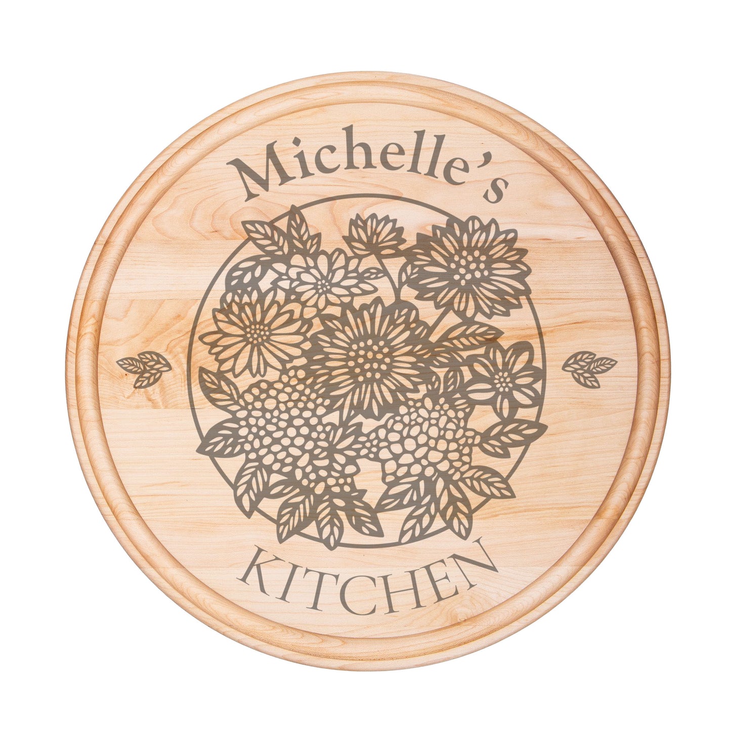 Floral Garden Serving Board with Groove*