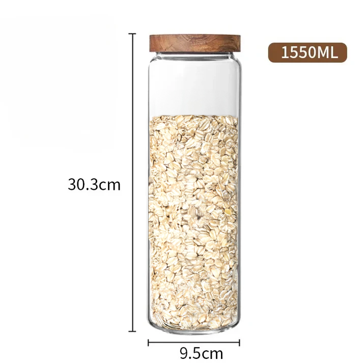 Glass Kitchen Storage Jars with Wood Lids