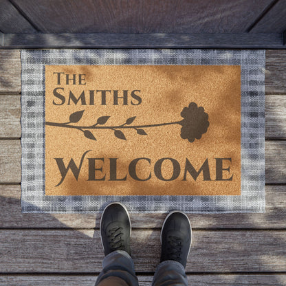 Single Flower Personalized Coir Doormat