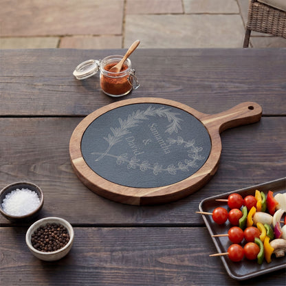 Herbal Heart Personalized Slate Charcuterie Board