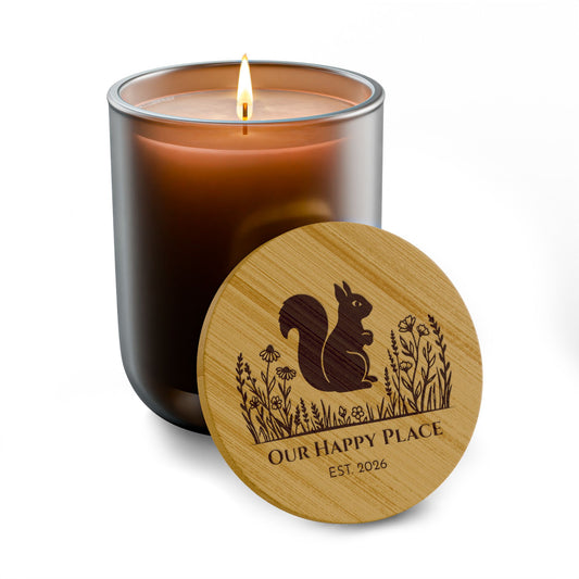 Squirrel and Prairie Flowers Personalized Scented Soy Candle