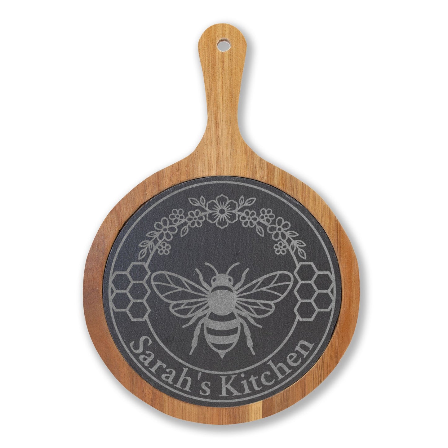 Bee & Flowers Personalized Slate Charcuterie Board