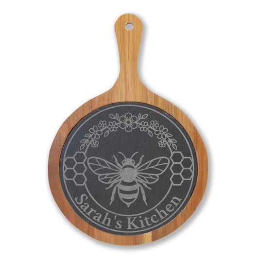 Bee & Flowers Personalized Slate Charcuterie Board