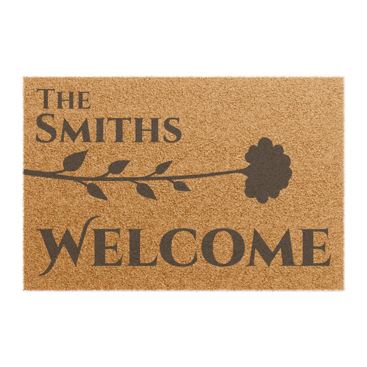 Single Flower Personalized Coir Doormat