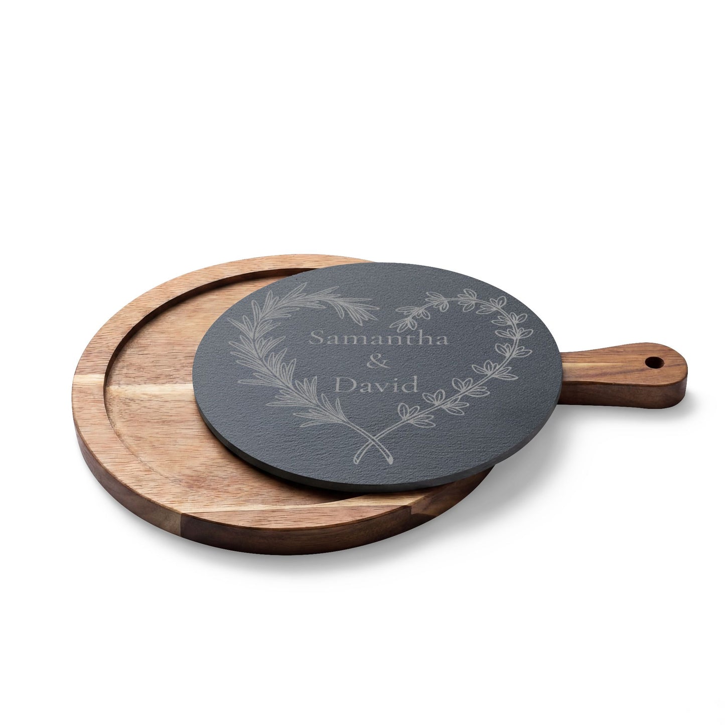 Herbal Heart Personalized Slate Charcuterie Board