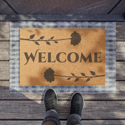 Floral Pair Personalized Coir Doormat