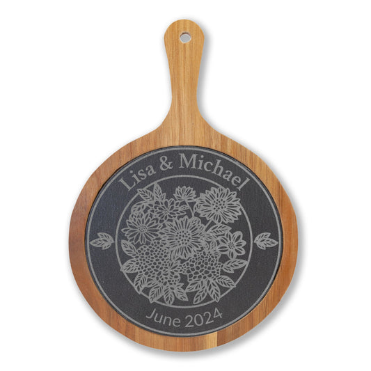 Garden Circle Personalized Charcuterie Board, Acacia & Slate