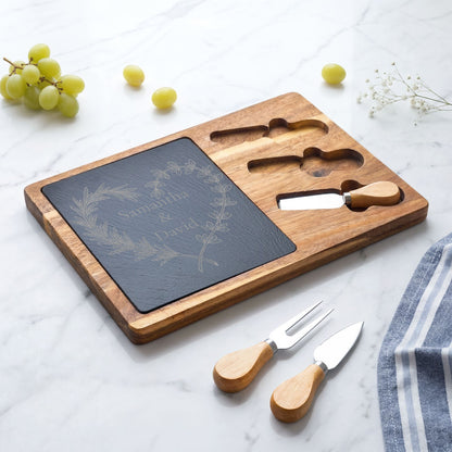 Herbal Heart Personalized Slate Charcuterie Board
