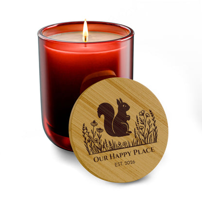 Squirrel and Prairie Flowers Personalized Scented Soy Candle