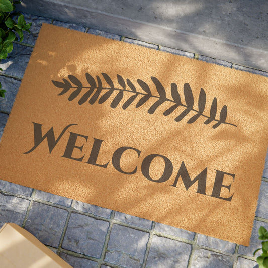 Fern Motif Personalized Coir Doormat