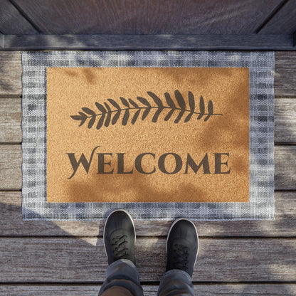 Fern Motif Personalized Coir Doormat