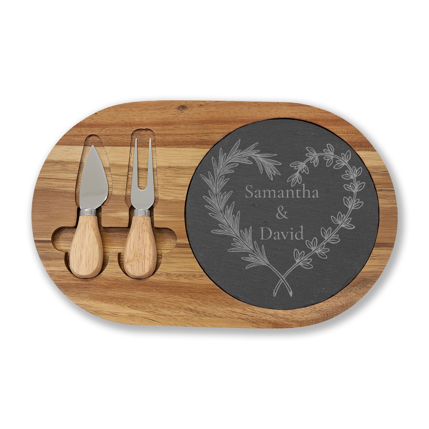 Herbal Heart Personalized Slate Charcuterie Board