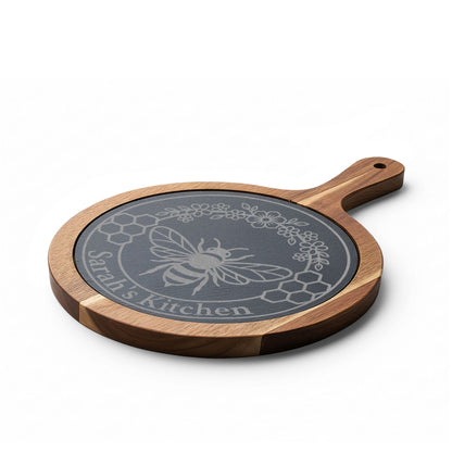 Bee & Flowers Personalized Slate Charcuterie Board
