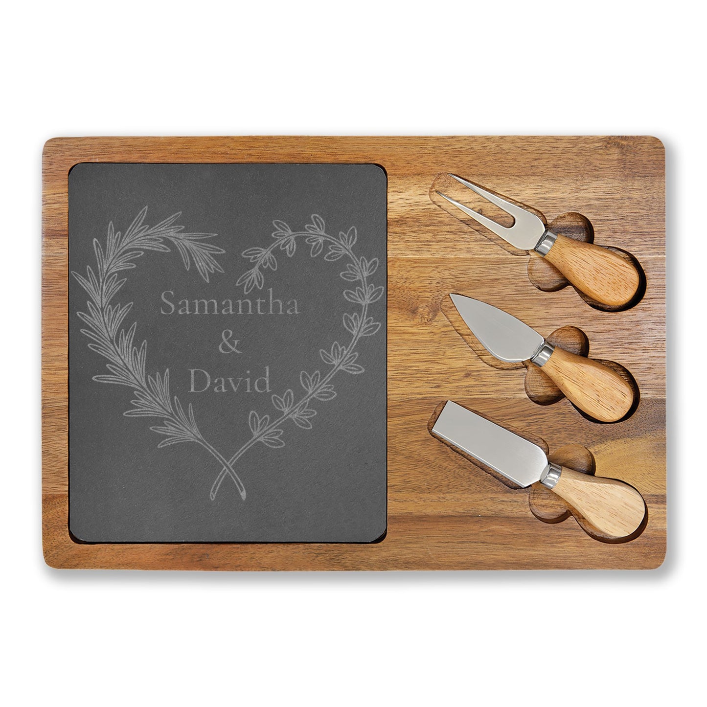 Herbal Heart Personalized Slate Charcuterie Board