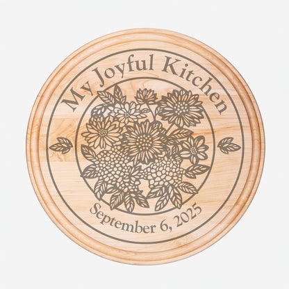 Floral Garden Serving Board with Groove