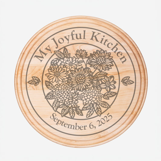 Floral Garden Serving Board with Groove