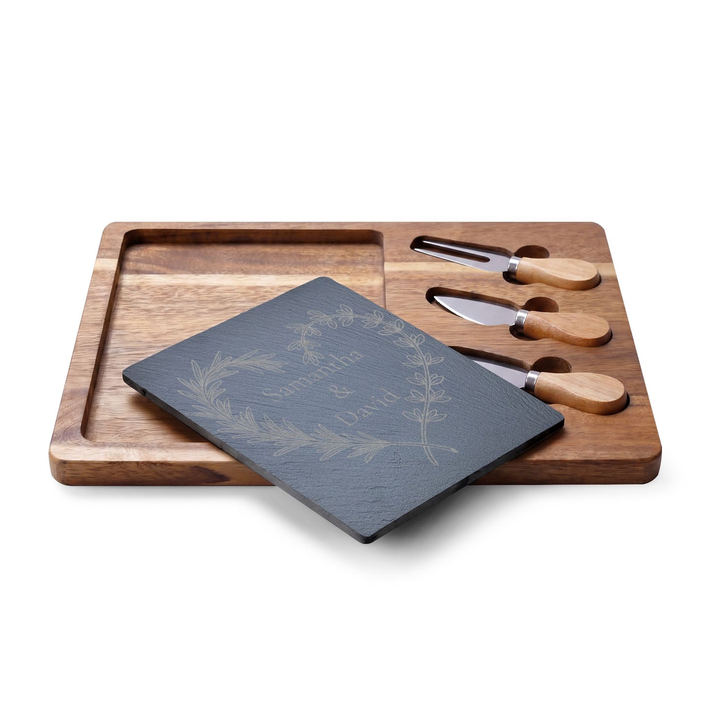 Herbal Heart Personalized Slate Charcuterie Board