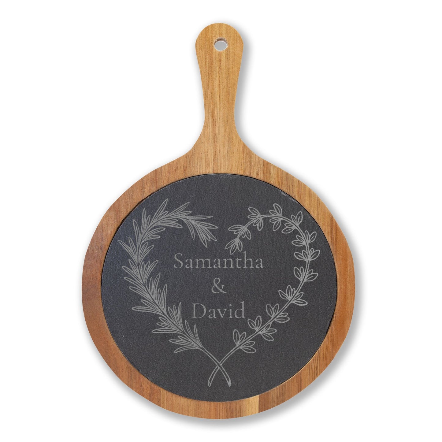 Herbal Heart Personalized Slate Charcuterie Board