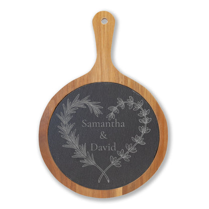 Herbal Heart Personalized Slate Charcuterie Board