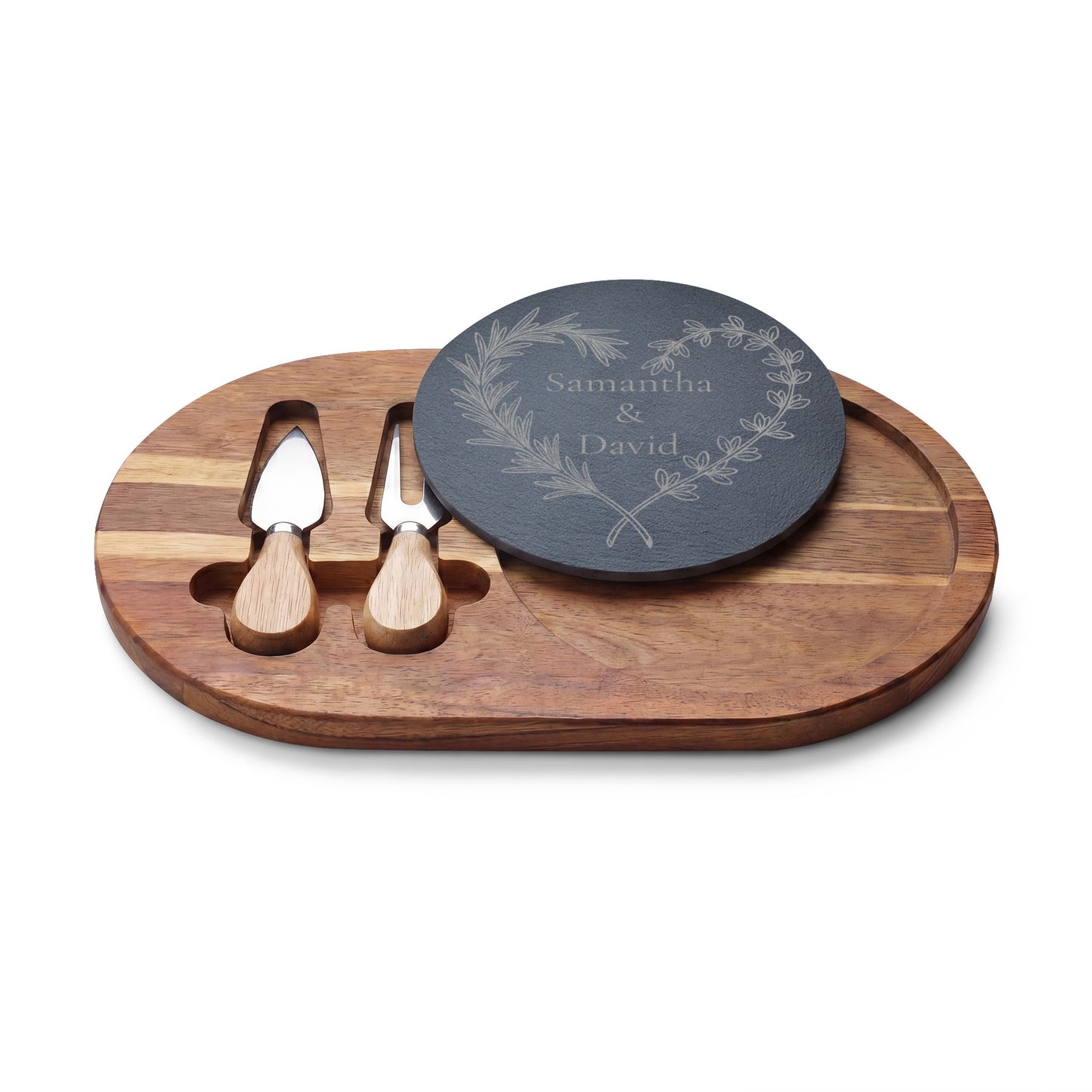 Herbal Heart Personalized Slate Charcuterie Board