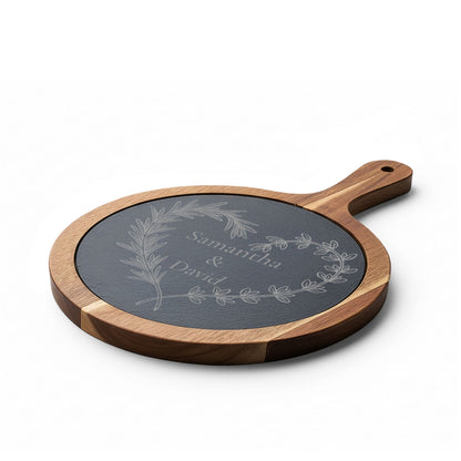 Herbal Heart Personalized Slate Charcuterie Board