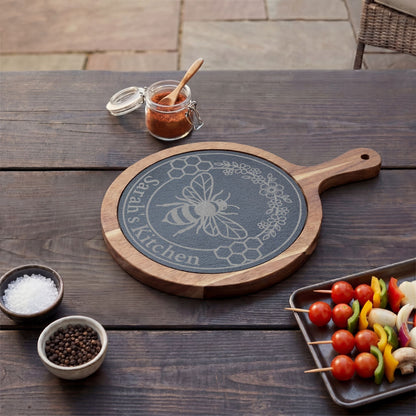 Bee & Flowers Personalized Slate Charcuterie Board