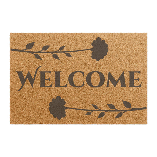 Floral Pair Personalized Coir Doormat