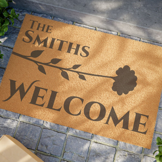 Single Flower Personalized Coir Doormat