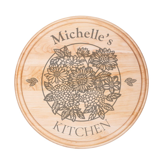Floral Garden Serving Board with Groove*